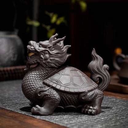 Ceramic dragon turtle mascot chinese characteristic Statue Feng Shui Gossip God Beast Home Living Room, Room, Office Accessories