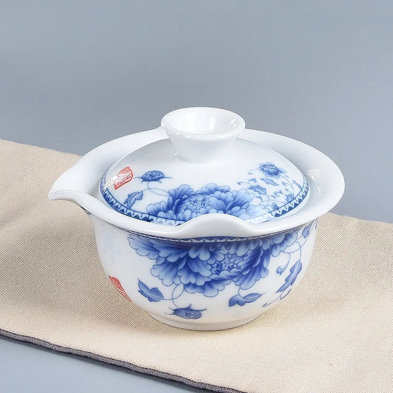 Ceramic gai wan tea pot,China kungfu Tea Sets Dehua gaiwan tea porcelain teapot tea set for travel Beautiful easy kettle