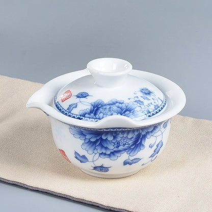 Ceramic gai wan tea pot,China kungfu Tea Sets Dehua gaiwan tea porcelain teapot tea set for travel Beautiful easy kettle