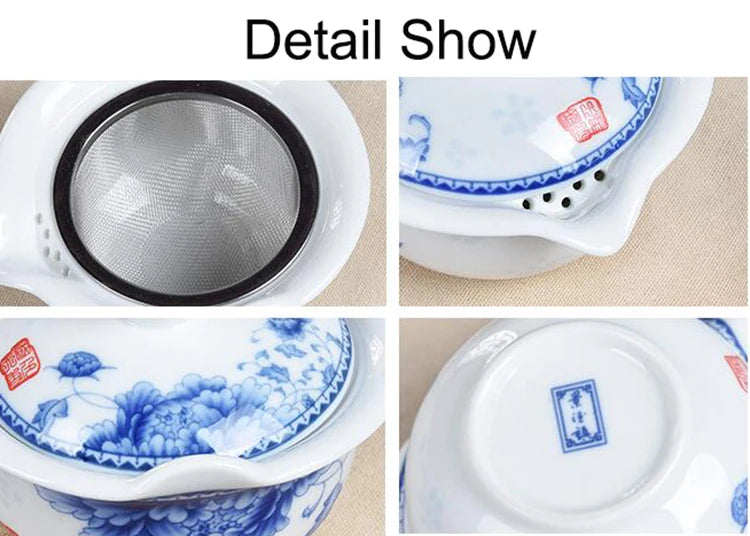 Ceramic gai wan tea pot,China kungfu Tea Sets Dehua gaiwan tea porcelain teapot tea set for travel Beautiful easy kettle