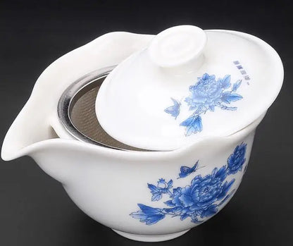 Ceramic gai wan tea pot,China kungfu Tea Sets Dehua gaiwan tea porcelain teapot tea set for travel Beautiful easy kettle
