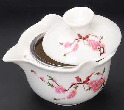 Ceramic gai wan tea pot,China kungfu Tea Sets Dehua gaiwan tea porcelain teapot tea set for travel Beautiful easy kettle