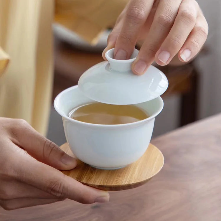 Ceramic gaiwan 3 cups a tea sets portable travel tea set drinkware