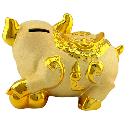 Ceramic golden pig feng shui statue  bank  bank good luck piggy bank child birthday gift  Home decoration Arts and crafts