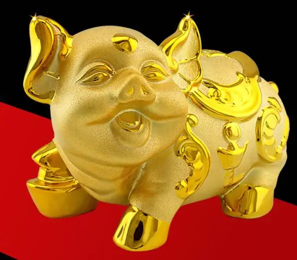 Ceramic golden pig feng shui statue  bank  bank good luck piggy bank child birthday gift  Home decoration Arts and crafts