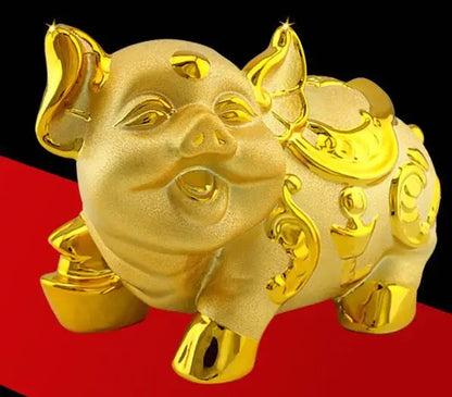 Ceramic golden pig feng shui statue  bank  bank good luck piggy bank child birthday gift  Home decoration Arts and crafts