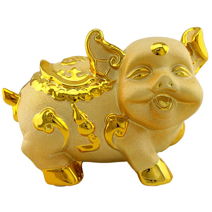 Ceramic golden pig feng shui statue  bank  bank good luck piggy bank child birthday gift  Home decoration Arts and crafts