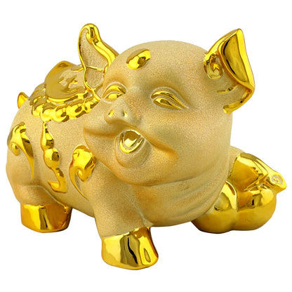 Ceramic golden pig feng shui statue  bank  bank good luck piggy bank child birthday gift  Home decoration Arts and crafts