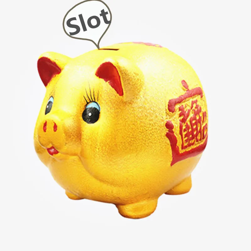 Ceramic golden pig piggy bank piggy sculpture bank Large lucky pig home decoration accessories  New Year decorations