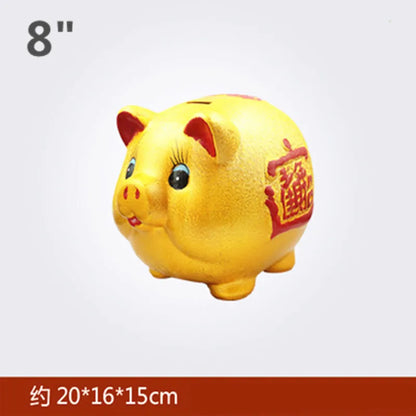 Ceramic golden pig piggy bank piggy sculpture bank Large lucky pig home decoration accessories  New Year decorations