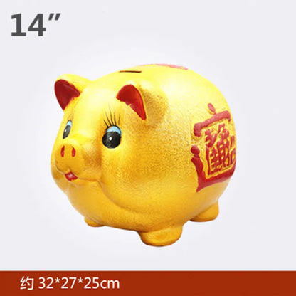 Ceramic golden pig piggy bank piggy sculpture bank Large lucky pig home decoration accessories  New Year decorations