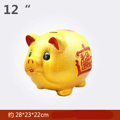 Ceramic golden pig piggy bank piggy sculpture bank Large lucky pig home decoration accessories  New Year decorations