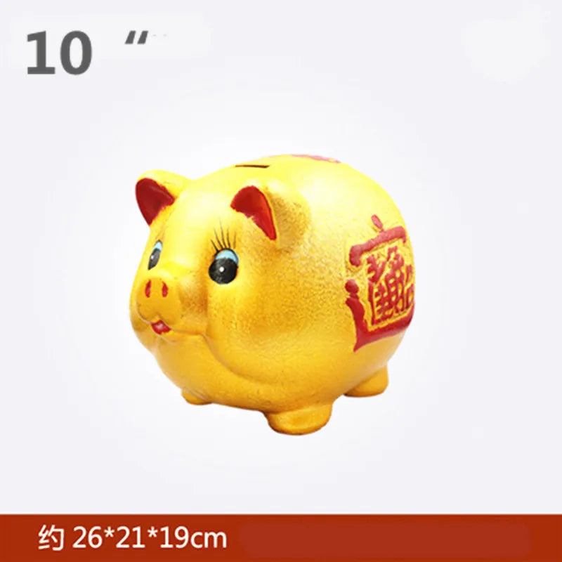 Ceramic golden pig piggy bank piggy sculpture bank Large lucky pig home decoration accessories  New Year decorations