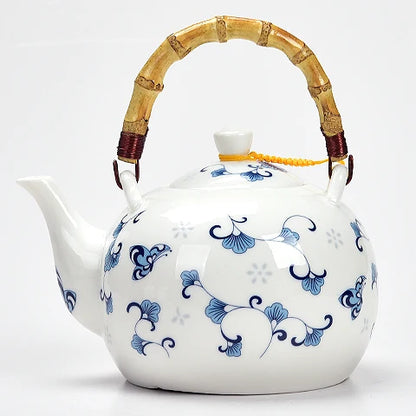 Ceramic teapot 1250ML-1500ML , large capacity, blue and white porcelain, ceramic handmade teapot, glass tea pot, with filter