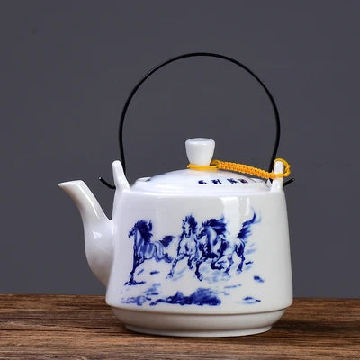 Ceramic teapot 1250ML-1500ML , large capacity, blue and white porcelain, ceramic handmade teapot, glass tea pot, with filter