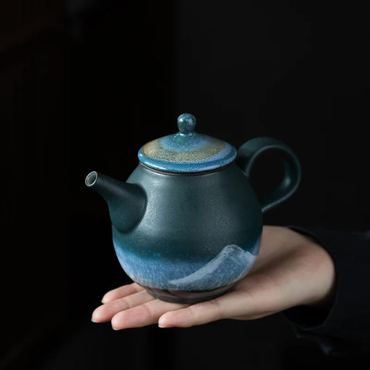 Ceramic teapot handpainted mountain chinese kung fu tea pot drinkware 210ml