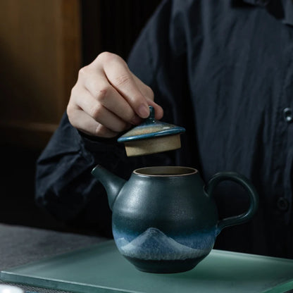 Ceramic teapot handpainted mountain chinese kung fu tea pot drinkware 210ml