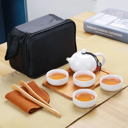 Ceramic teapot kettle gaiwan Chinese Travel Ceramic tea cup for puer chinese tea pot portable tea set drinkware Free shipping