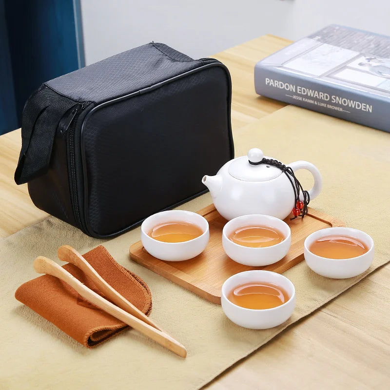 Ceramic teapot kettle gaiwan Chinese Travel Ceramic tea cup for puer chinese tea pot portable tea set drinkware Free shipping