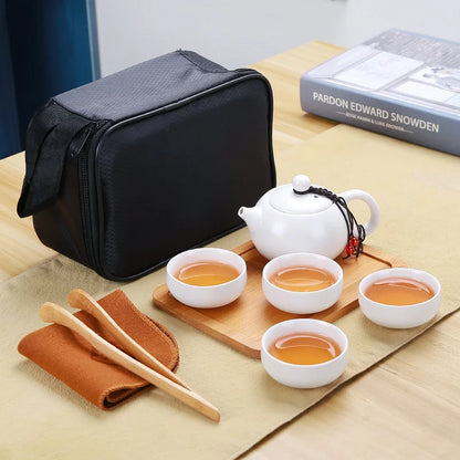 Ceramic teapot kettle gaiwan Chinese Travel Ceramic tea cup for puer chinese tea pot portable tea set drinkware Free shipping