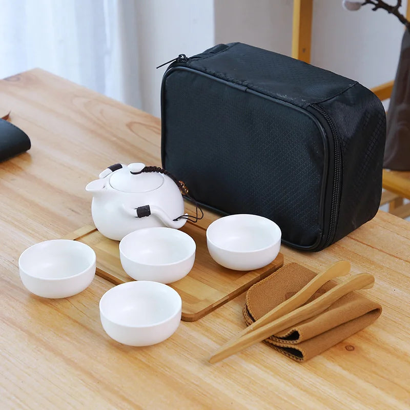 Ceramic teapot kettle gaiwan Chinese Travel Ceramic tea cup for puer chinese tea pot portable tea set drinkware Free shipping