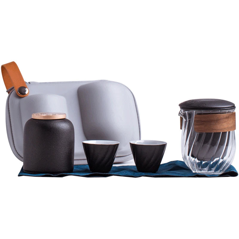 Ceramic teapot with One Pot Three Cups One storage tank gaiwan teacup a tea sets portable travel tea set drinkware
