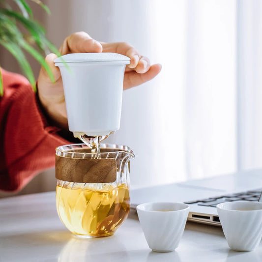 Ceramic teapot with One Pot Three Cups One storage tank gaiwan teacup a tea sets portable travel tea set drinkware