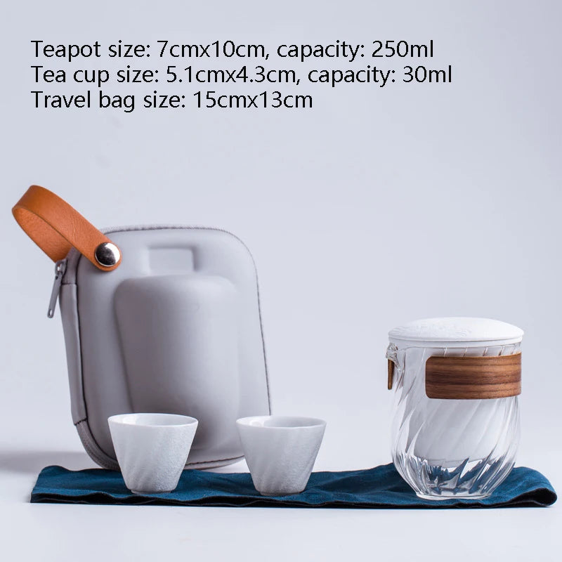 Ceramic teapot with One Pot Three Cups One storage tank gaiwan teacup a tea sets portable travel tea set drinkware
