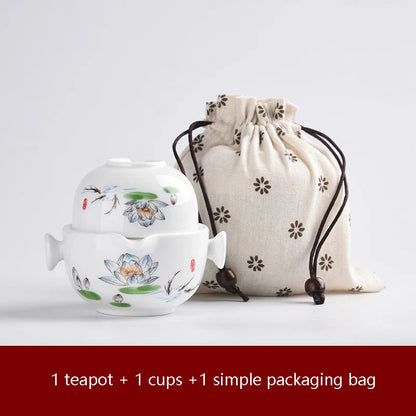 Ceramic teapots gaiwan teacups chinese teaware portable travel tea sets with travel bag Free shipping