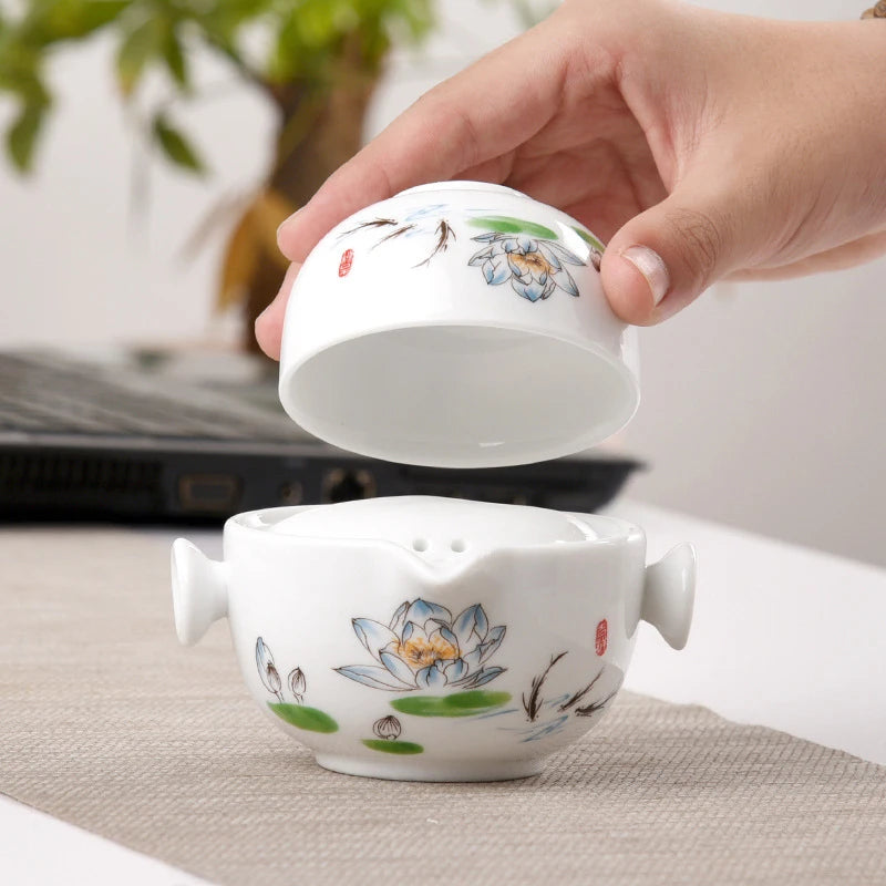 Ceramic teapots gaiwan teacups chinese teaware portable travel tea sets with travel bag Free shipping