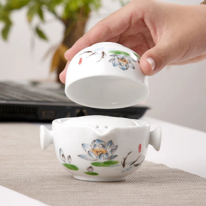Ceramic teapots gaiwan teacups chinese teaware portable travel tea sets with travel bag Free shipping