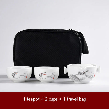 Ceramic teapots gaiwan teacups chinese teaware portable travel tea sets with travel bag Free shipping