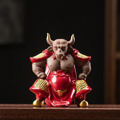 Ceramics Bull Demon King Statue,TV character Model，Ceramic handmade ，Home living room tea room domineering decorations best gift