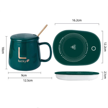 Ceramics Coffee Cup Plug in Smart Thermostatic Cup For Home Office Milk Tea Water Heating Mat 55℃ Heating Mugs Ceramic Gift Set