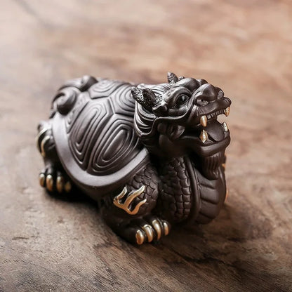 Ceramics Dragon turtle mascot Decoration Small Statue Traditional art sculpture Home living room, room feng shui ornaments