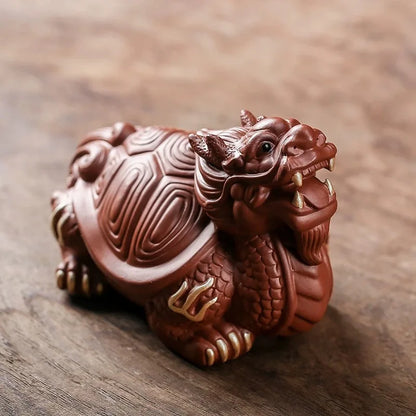 Ceramics Dragon turtle mascot Decoration Small Statue Traditional art sculpture Home living room, room feng shui ornaments