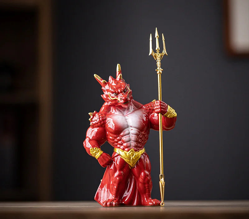 Ceramics East China Sea Dragon King Decorative Statue Year of the Dragon Mascot Home Room, Office Decoration Statue