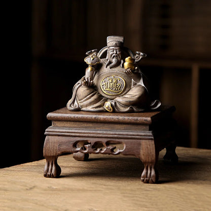 Ceramics God of Fortune Character statue ornament， Chinese-style home living room porch office lucky Buddha statue