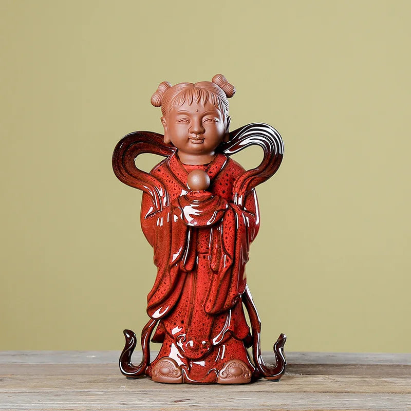 Ceramics Golden Boy and Jade Girl decorative figures statue luxury home decor room desk accessories Wedding figurine