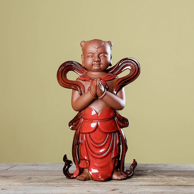 Ceramics Golden Boy and Jade Girl decorative figures statue luxury home decor room desk accessories Wedding figurine