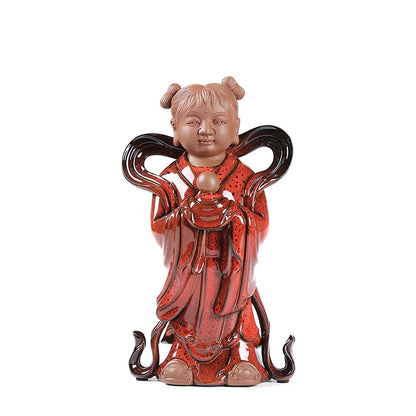 Ceramics Golden Boy and Jade Girl decorative figures statue luxury home decor room desk accessories Wedding figurine