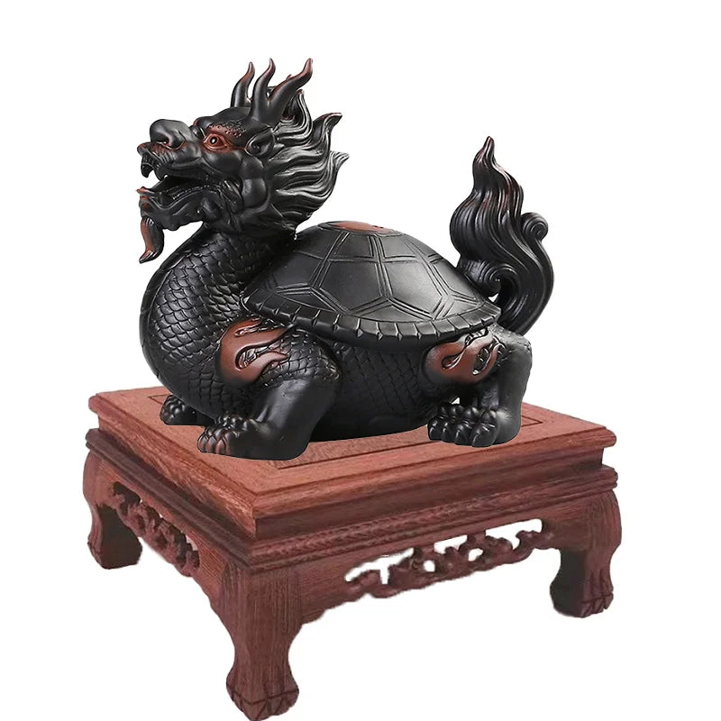 Ceramics Tai Chi Dragon Turtle Animal Statue Chinese Characteristics Fortune God Beast Home Living Room,Office,Decoration Statue
