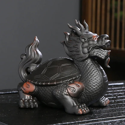 Ceramics Tai Chi Dragon Turtle Animal Statue Chinese Characteristics Fortune God Beast Home Living Room,Office,Decoration Statue