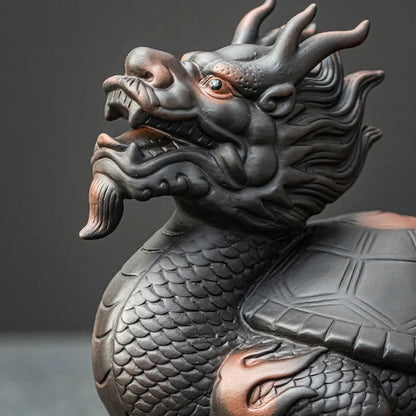 Ceramics Tai Chi Dragon Turtle Animal Statue Chinese Characteristics Fortune God Beast Home Living Room,Office,Decoration Statue