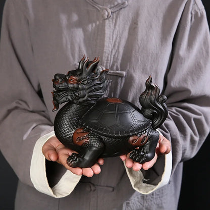 Ceramics Tai Chi Dragon Turtle Animal Statue Chinese Characteristics Fortune God Beast Home Living Room,Office,Decoration Statue
