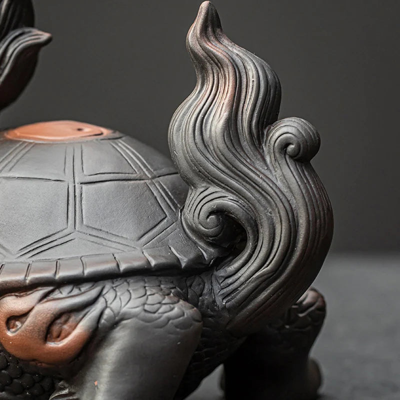 Ceramics Tai Chi Dragon Turtle Animal Statue Chinese Characteristics Fortune God Beast Home Living Room,Office,Decoration Statue