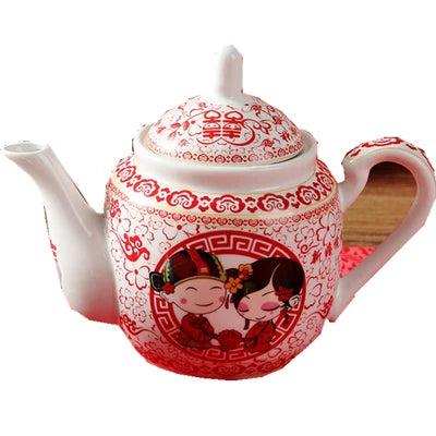 Ceramics Tea Set Creative Wedding Red Teacup Cold Kettle Home Teapot Chinese Style Kung Fu Black Tea Da Hong Pao Teaware