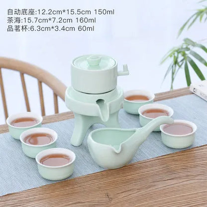 Ceramics Tea Set Home Stone Mill Creative Ceramic Teapot Kung Fu Teacup Semi-automatic Lazy Tea Maker High Quality Drinkware