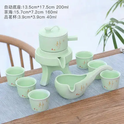 Ceramics Tea Set Home Stone Mill Creative Ceramic Teapot Kung Fu Teacup Semi-automatic Lazy Tea Maker High Quality Drinkware