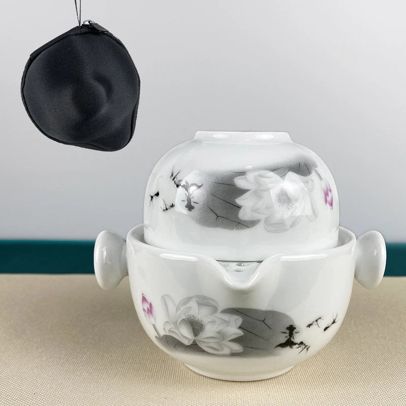 Ceramics Tea set Include 1 Pot 1 Cup, High Quality Elegant and Easy Gaiwan,Beautiful and Easy Teapot Kettle,kung Fu Teaset with